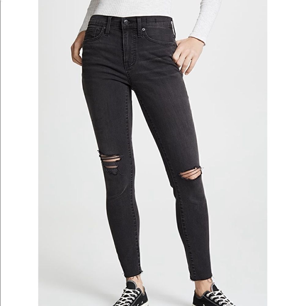 EUC MADEWELL 9 INCH HIGH RISE SKINNY DISTRESSED JEANS SIZE 28